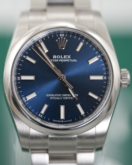 No Reserve - 2022 Rolex Oyster Perpetual 34MM Blue Dial Oyster Bracelet (124200)
