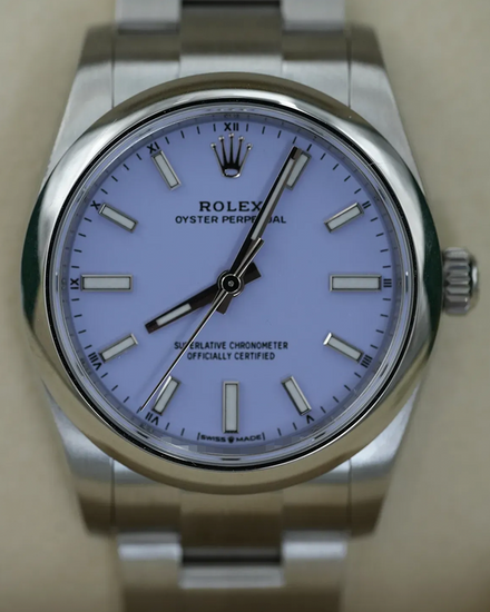 2026 Rolex Oyster Perpetual 34MM Lavender Dial Oyster Bracelet (124200)