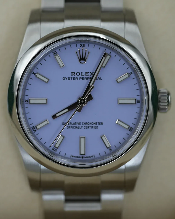 2026 Rolex Oyster Perpetual 34MM Lavender Dial Oyster Bracelet (124200)