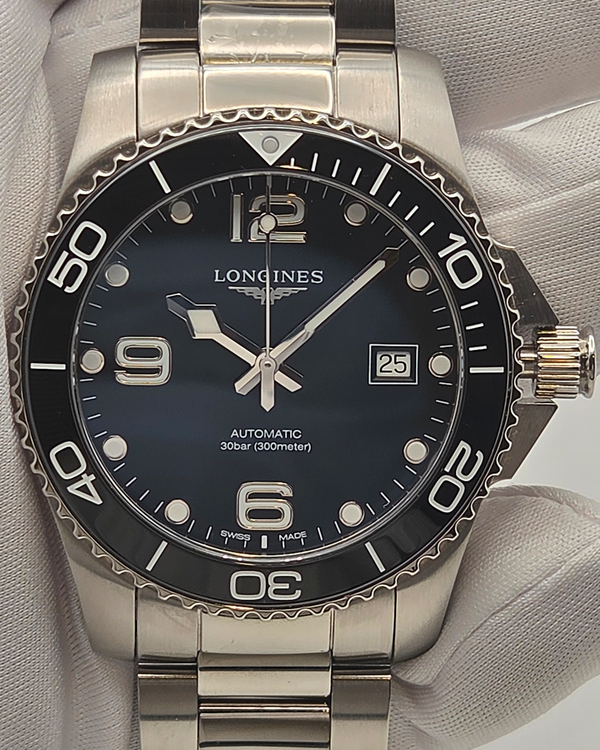 Longines HydroConquest 41MM Black Dial Steel Bracelet (L3.781.4.56.6)