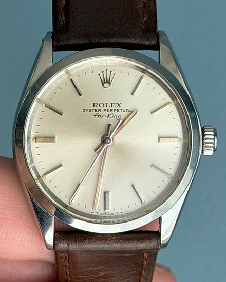 Rolex Air-King 34MM Silver Dial Aftermarket Leather Strap (5500)