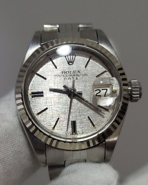 No Reserve - 1973 Rolex Lady-Datejust 26MM Silver "Linen Sigma" Dial Jubilee Bracelet (6917)