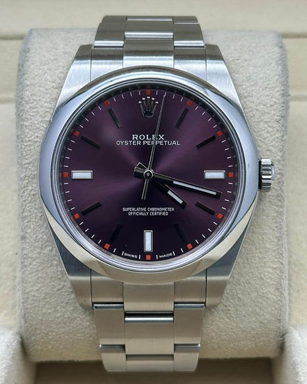2018 Rolex Oyster Perpetual 39MM Red Grape Dial Oyster Bracelet (114300)