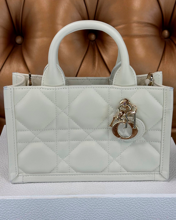 Dior Book Tote Macrocannage Quilt Calfskin Mini 8x5x3IN Steel Hardware Leather Strap (Mini Book Tote)