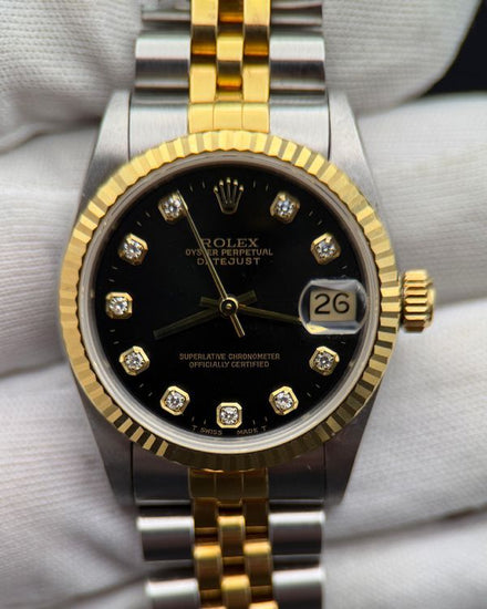 1995 Rolex Datejust 31MM Black Dial Two-Tone Jubilee Bracelet (68273)
