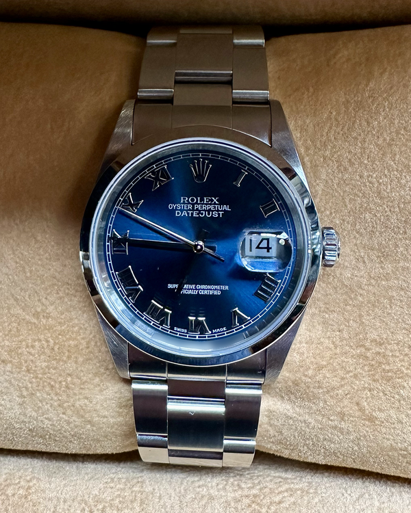 1999 Rolex Datejust 36MM Blue Dial Oyster Bracelet (16200)