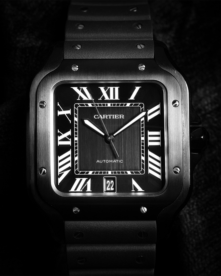 2022 Cartier Santos De Cartier 39.8MM Black Dial Rubber Strap (WSSA0039)