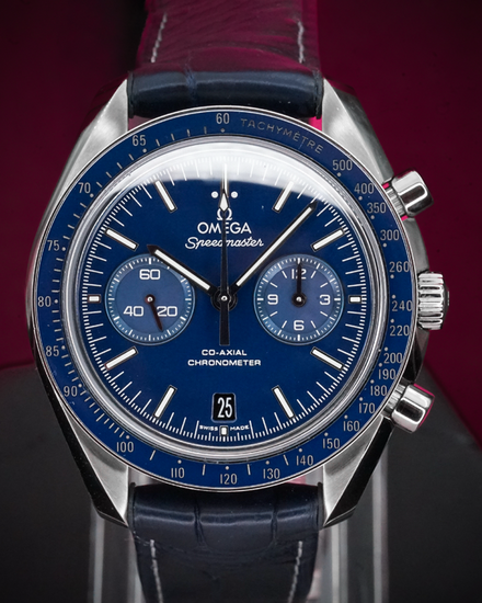 2025 Omega Speedmaster Two Counters 44.25MM Blue Dial Leather Strap (311.93.44.51.03.001)