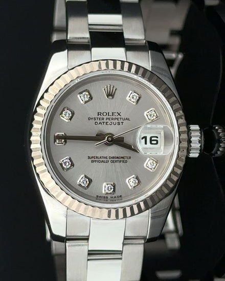 2006 Rolex Lady-Datejust 26MM Silver Diamond Dial Oyster Bracelet (179174)