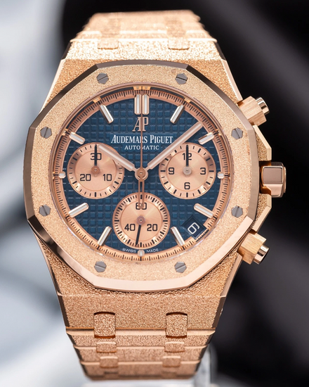 2021 Audemars Piguet Royal Oak Frosted Gold Chronograph 41MM Blue Dial Rose Gold Bracelet (26239OR.GG.1224OR.01)