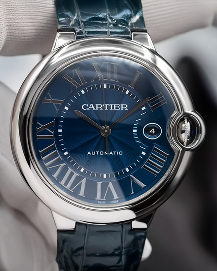 2021 Cartier Ballon Bleu 42MM Blue Dial Leather Strap (WSBB0027)