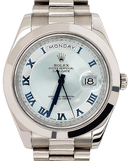 2009 Rolex Day-Date 41MM Blue Ice Dial Platinum Bracelet  (218206)