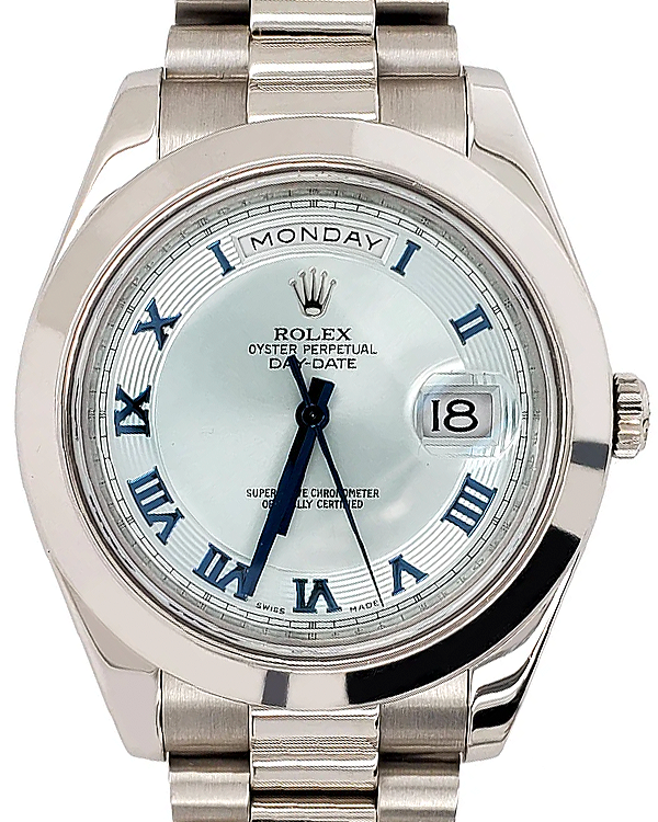 2009 Rolex Day-Date 41MM Blue Ice Dial Platinum Bracelet  (218206)