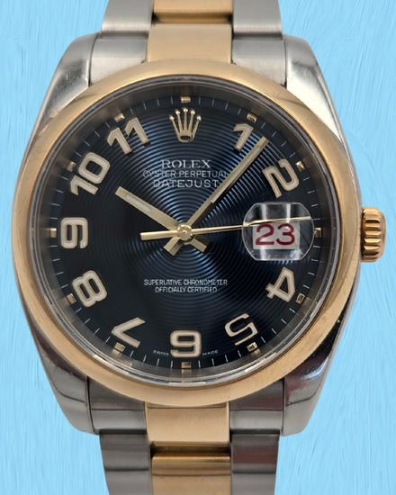 2005 Rolex Datejust 36MM Blue "Concentric" Dial Two-Tone Oyster Bracelet (116203)