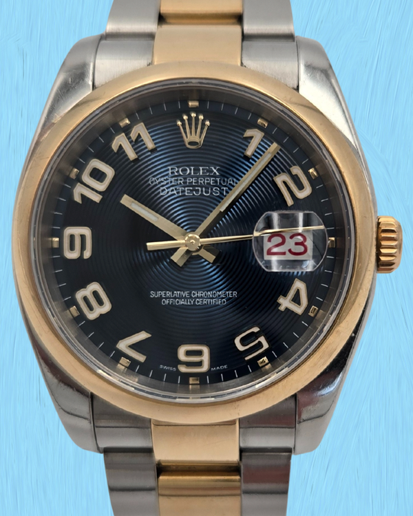 2005 Rolex Datejust 36MM Blue "Concentric" Dial Two-Tone Oyster Bracelet (116203)