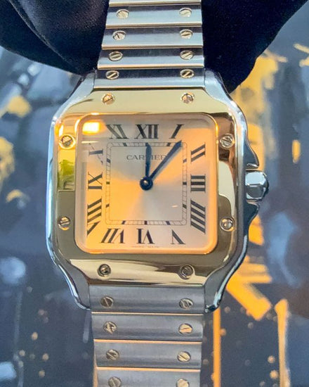 2025 Cartier Santos De Cartier 34.5MM Quartz Silver Dial Two-Tone Bracelet (W2SA0033)