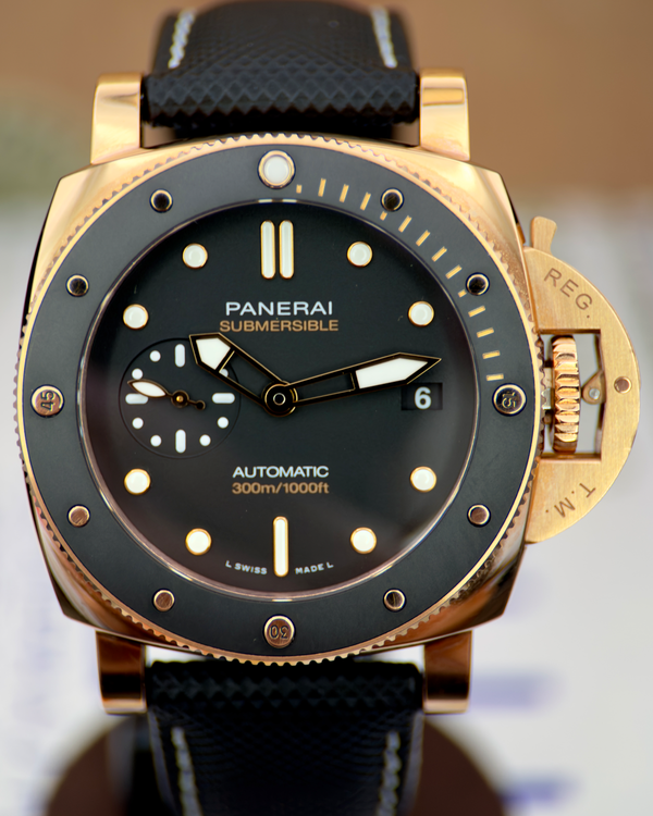 2023 Panerai Submersible "Goldtech" 42MM Black Dial Textile Strap (PAM01164)