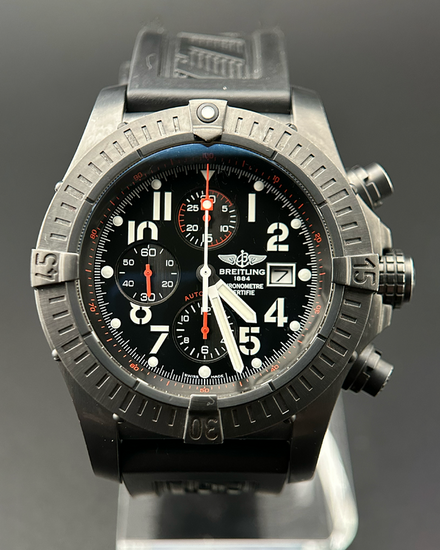 No Reserve - 2010 Breitling Super Avenger "Blacksteel" L.E. 48MM Black Dial Rubber Strap (M337B30DPB)