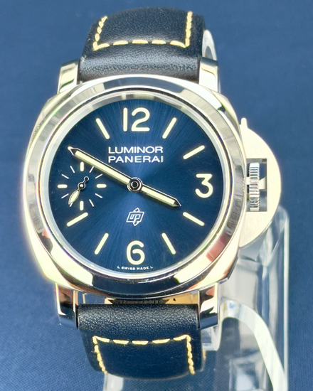 2022 Panerai Luminor Logo "Blu Mare" 44MM Blue Dial Leather Strap (PAM01085)