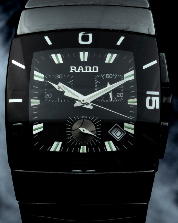(Working) No Reserve - Rado Sintra Chronograph "Tennis" L. E. 35MM Quartz Black Dial Ceramic Bracelet (R13601022)