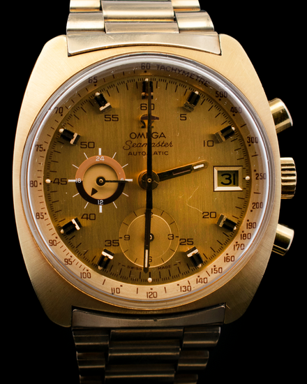 Omega Seamaster Automatic Vintage Chronograph 39MM Champagne Dial Gold-Plated Steel Bracelet (176.007)