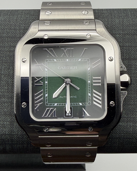 2023 Cartier Santos De Cartier 39.8MM Green Dial Steel Bracelet (WSSA0062)