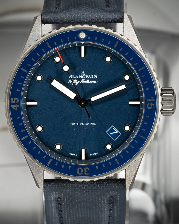 2021 Blancpain Fifty Fathoms Bathyscaphe 43.6MM Blue Dial Textile Strap (5000-0240-O52A)