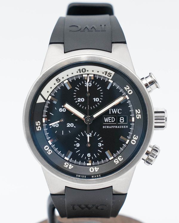 IWC Schaffhausen Aquatimer Chronograph 42MM Black Dial Rubber Strap (IW371933)