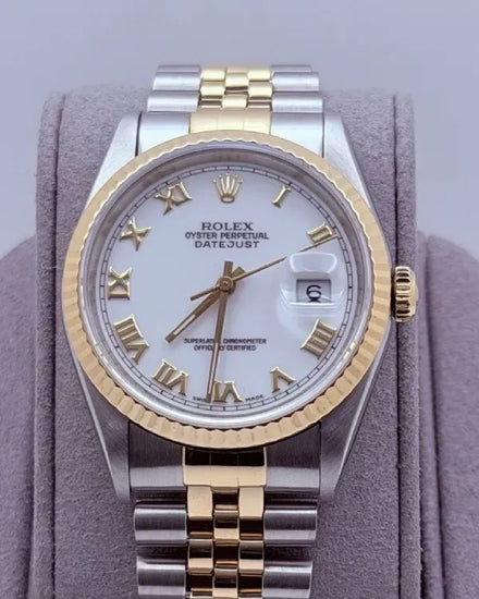 1996 (T Serial) Rolex Datejust 36MM White Dial Two-Tone Jubilee Bracelet (16233)