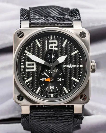 Bell & Ross BR 03 51 GMT 42MM Carbon Fiber Dial Textile Strap (BR03-51GMT)