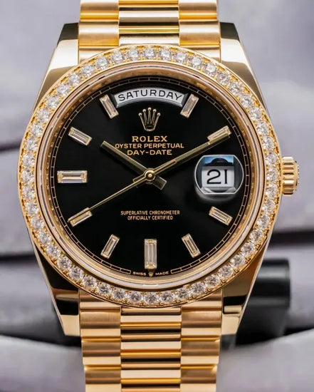 2024 Rolex Day-Date 40MM Black Dial Yellow Gold President Bracelet (228348RBR)