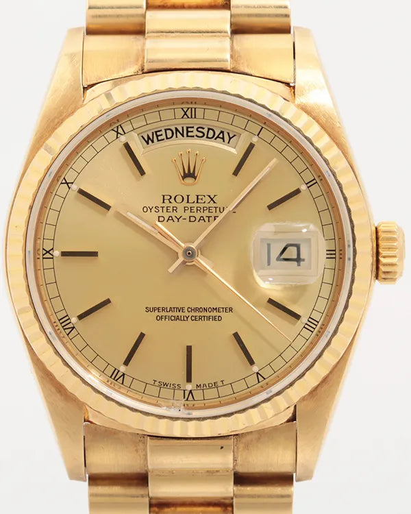 Rolex Day-Date 36MM Champagne Dial Yellow Gold President Bracelet (18038)