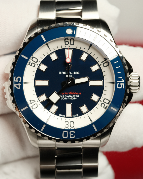 No Reserve - 2024 Breitling Superocean 46MM Blue Dial Steel Bracelet (A17378)