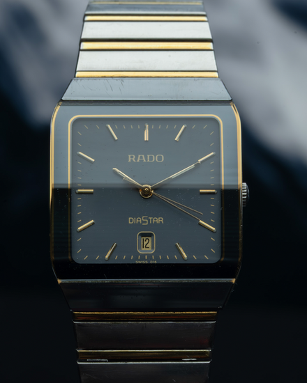 No Reserve - Rado Diastar "Anatom" 28MM Quartz Black Dial Steel Bracelet (129.0266.3)