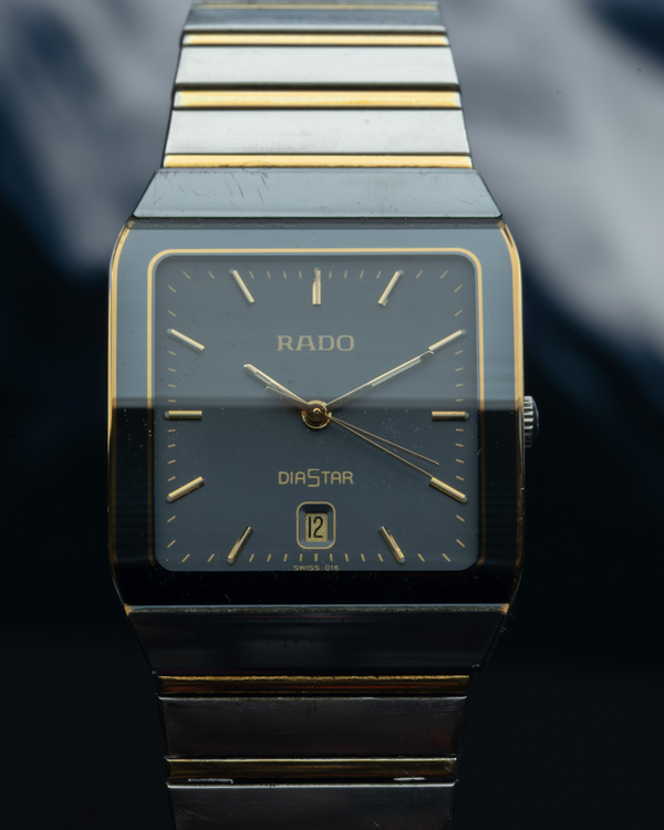 No Reserve - Rado Diastar "Anatom" 28MM Quartz Black Dial Two-Tone Bracelet (129.0266.3)