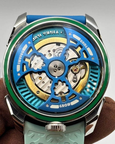 2026 MB&F MAD Edition 1 "Grow Your Dreams" Water L.E. 42MM Skeleton Dial Rubber Strap (M.A.D.1S)