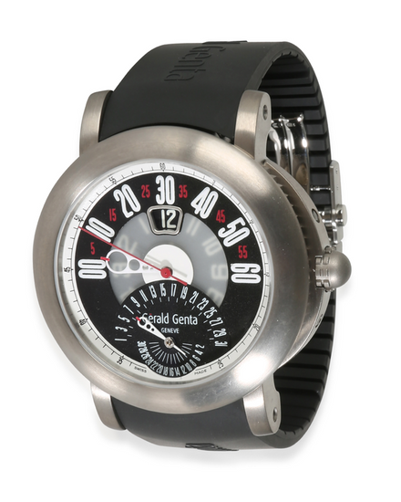 Gérald Genta Arena Bi-Retro 44MM Black Dial Rubber Strap (BSP.Y.80.263.CA.BD)