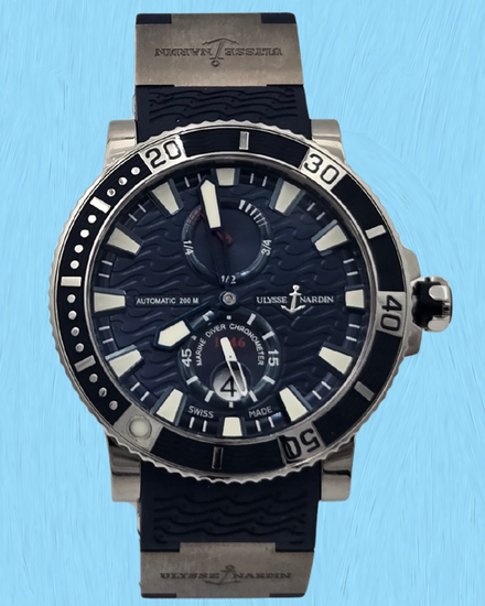 2014 Ulysse Nardin Marine Maxi Diver 45MM Blue Dial Rubber Strap (263-90)