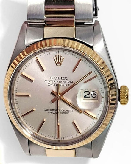 Rolex Datejust 36MM Silver Dial Aftermarket Two-Tone Oyster Bracelet (16030)