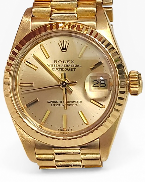 Rolex Lady-Datejust 26MM Champagne Dial Yellow Gold President Bracelet (6917)