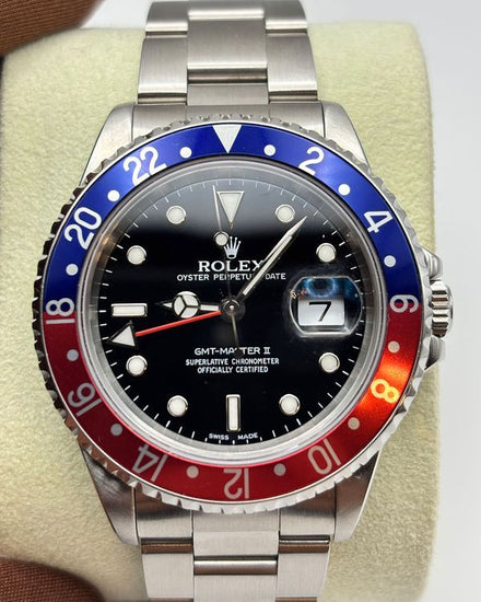 2000 Rolex GMT-Master II "Pepsi" 40MM Black Dial Oyster Bracelet (16710BLRO)