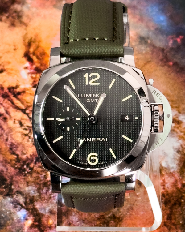 Panerai Luminor 1950 3 Days GMT Acciaio 42MM Black Dial Leather Strap (PAM00535)