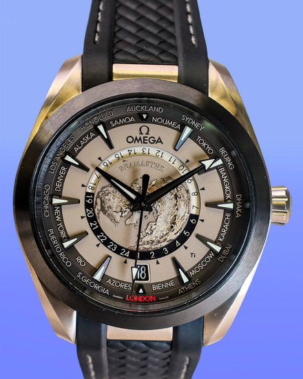 2025 Omega Seamaster Aqua Terra Worldtimer 43MM Grey Dial Rubber Strap (220.92.43.22.99.001)
