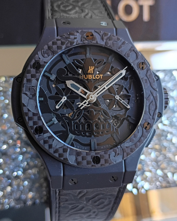 2020 Hublot Big Bang Aero Bang "Sugar Skull" L.E. 44MM Black Dial Leather Strap (311.CQ.1110.VR.FDK15)