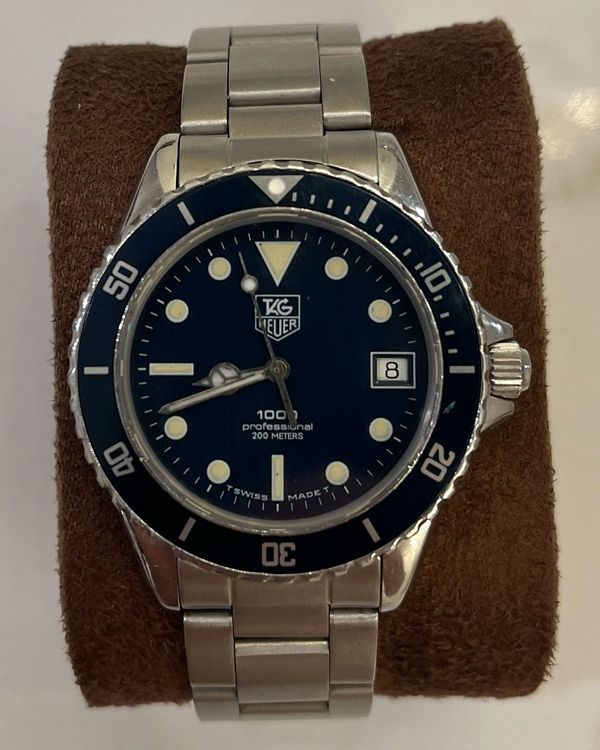 1980 Tag Heuer Professional 1000 38MM Quartz Blue Dial Aftermarket Steel Bracelet (980.613B)