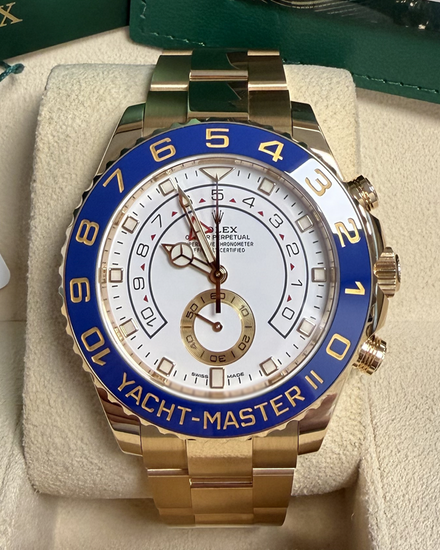 2021 Rolex Yacht-Master II 44MM White Dial Yellow Gold Oyster Bracelet (116688)