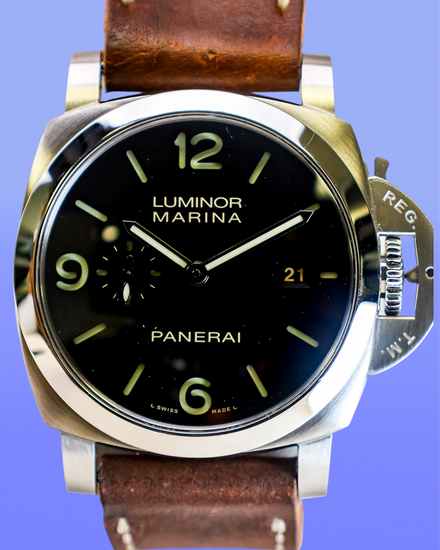 No Reserve - Panerai Luminor Marina 44MM Black Dial Leather Strap (PAM03312)