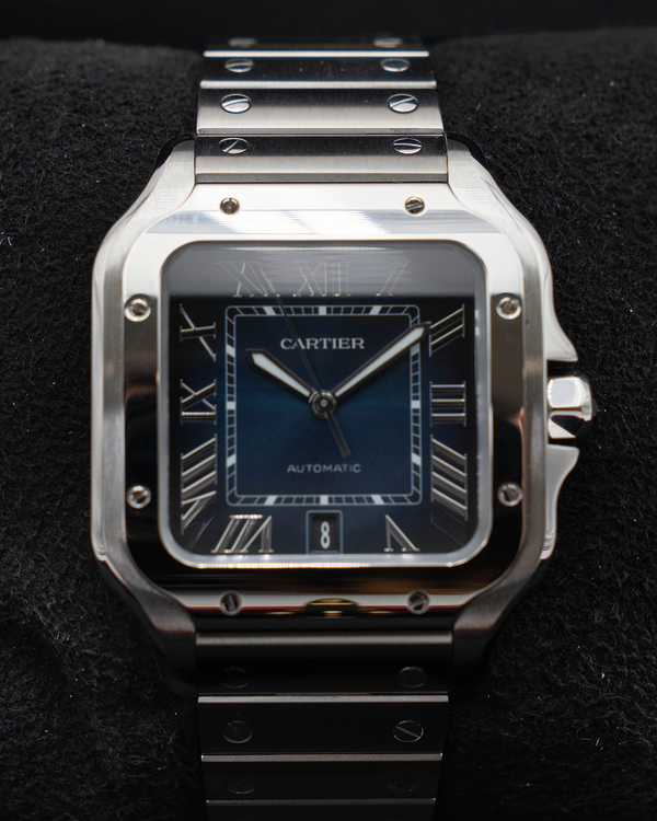 Cartier Santos de Cartier 39.8MM Blue Dial Steel Bracelet (WSSA0071)