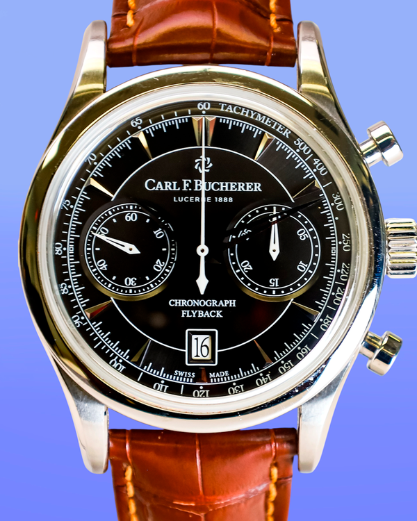 Carl F. Bucherer Manero Flyback Chronograph 43MM Black Dial Leather Strap (10919.08)