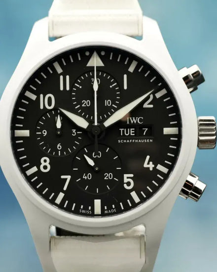 2024 IWC Schaffhausen Pilot Chronograph Top Gun "Lake Tahoe" 44MM Black Dial Rubber Strap (IW389105)